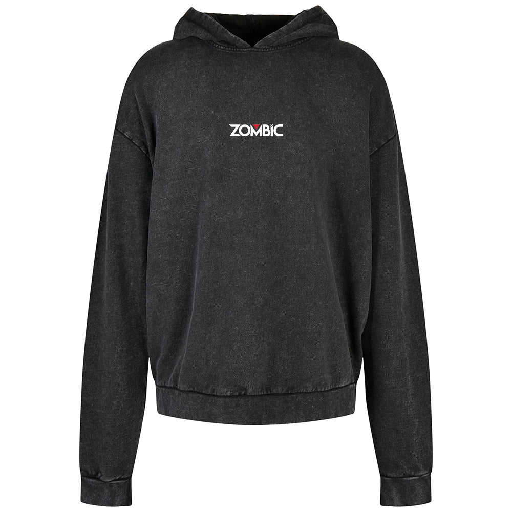 Zombic Oversized Washed Hoodie Black