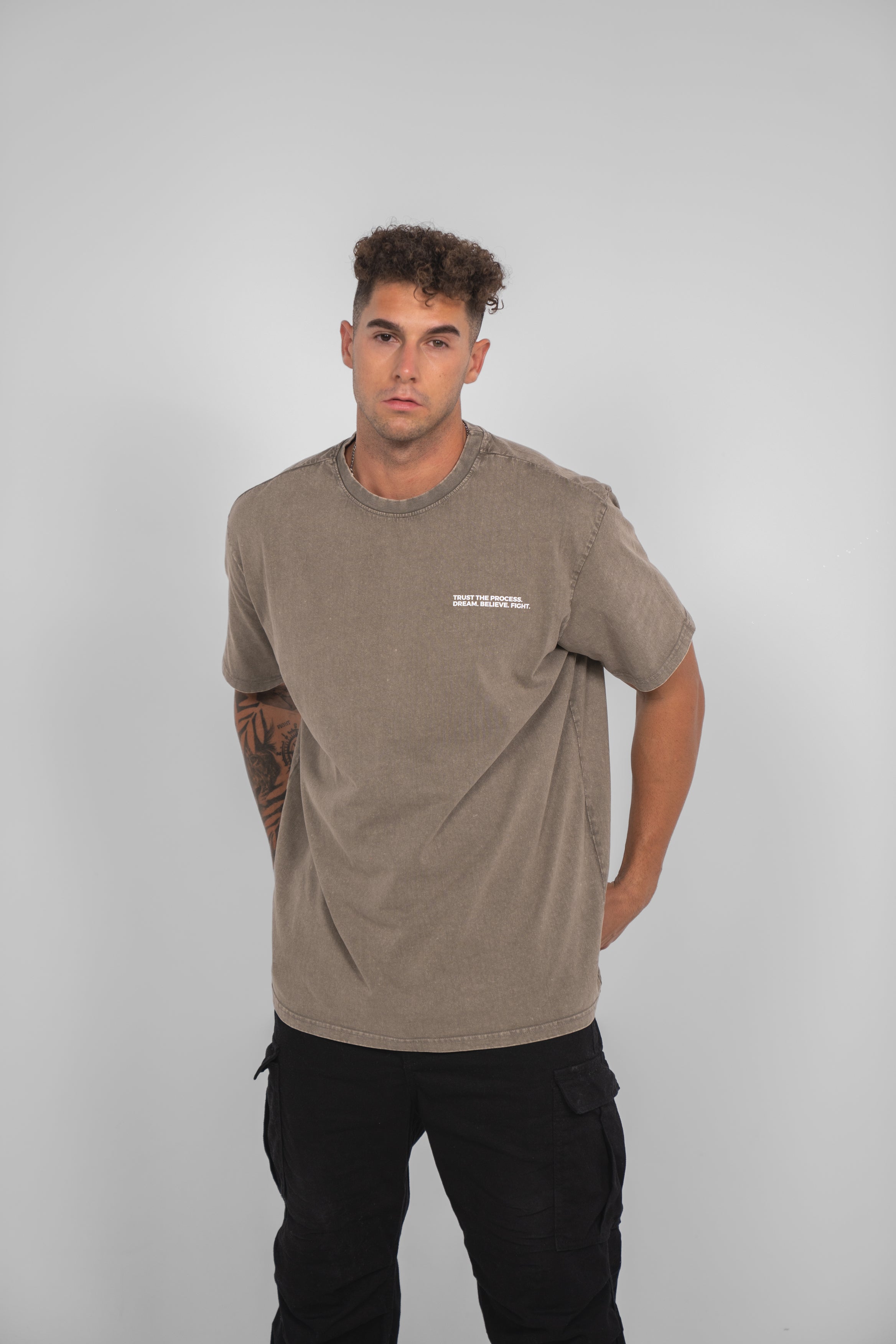 DBF Freedom Washed Oversize Shirt Khaki