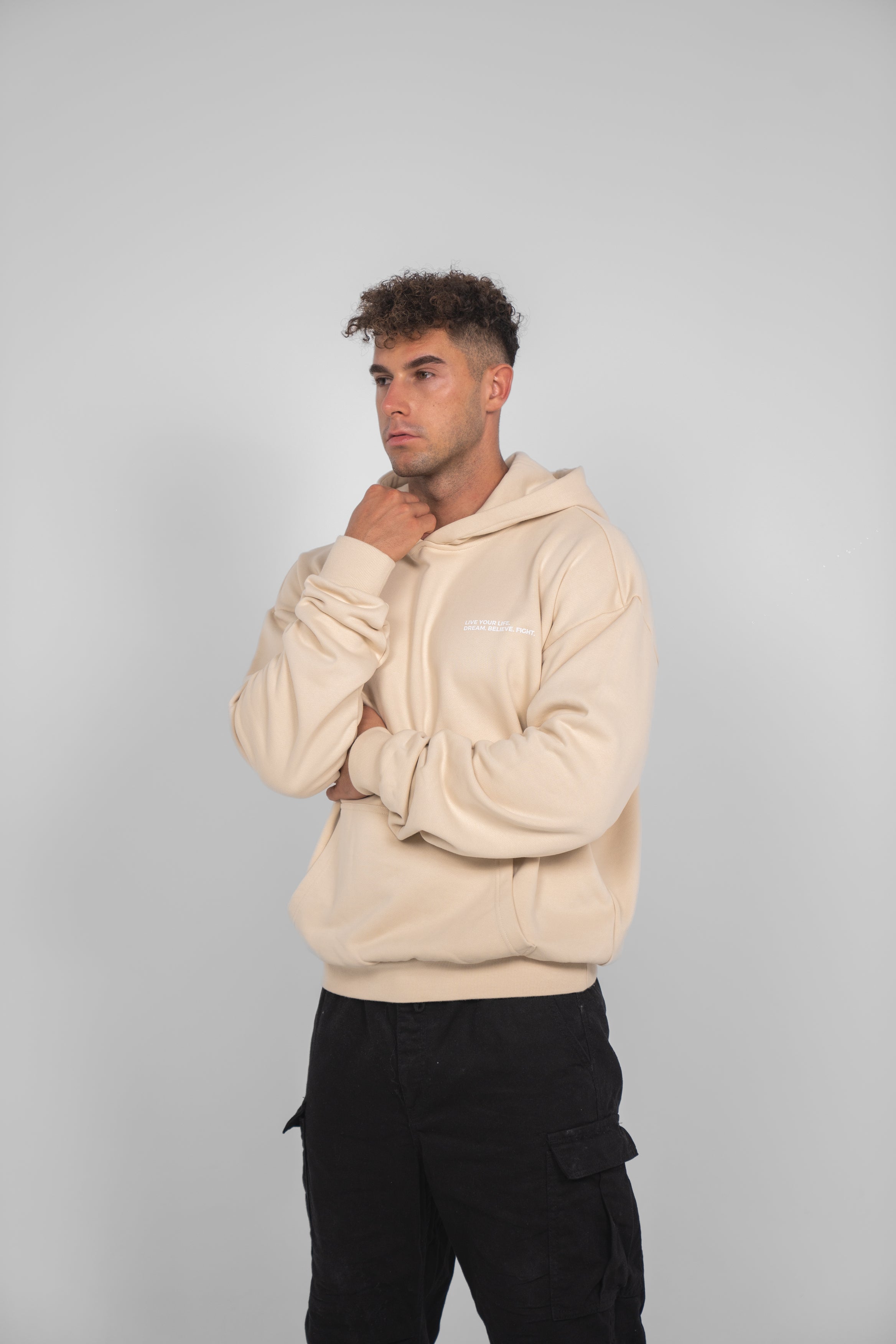 DBF Trust The Process Heavy Oversize Hoodie Beige