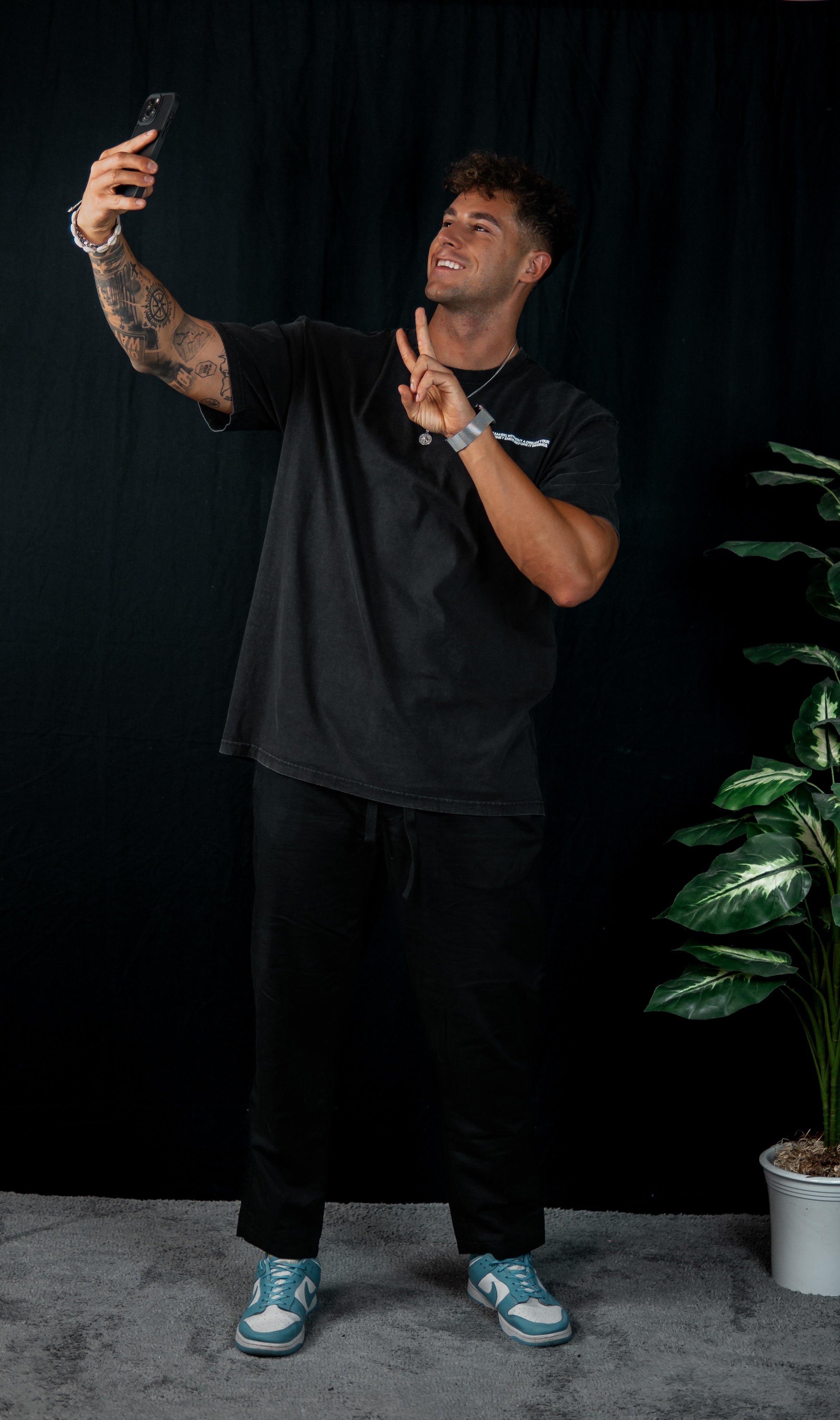 DBF Signature Washed Oversized Shirt Black