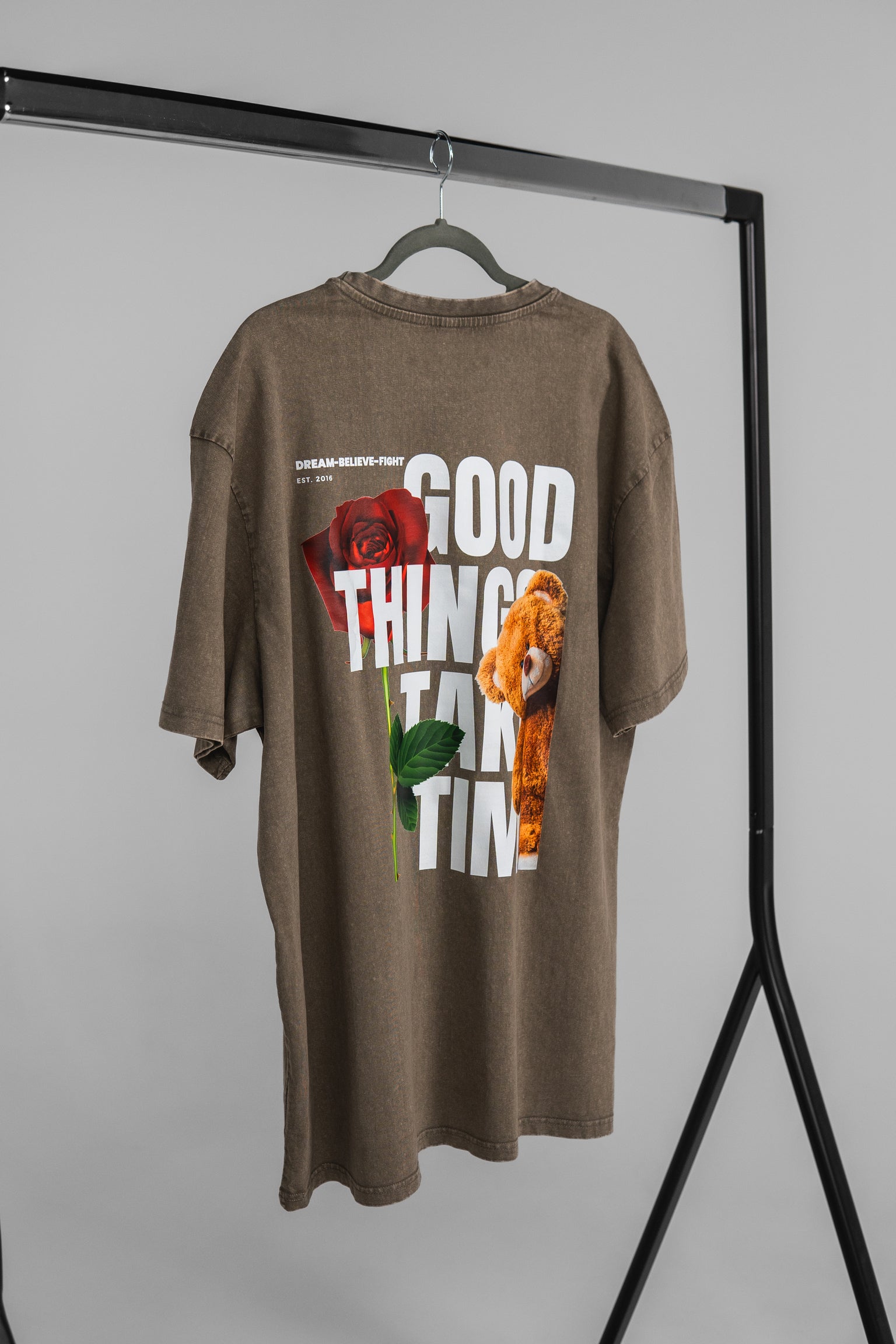 DBF Trust The Process Washed Oversize Shirt Khaki