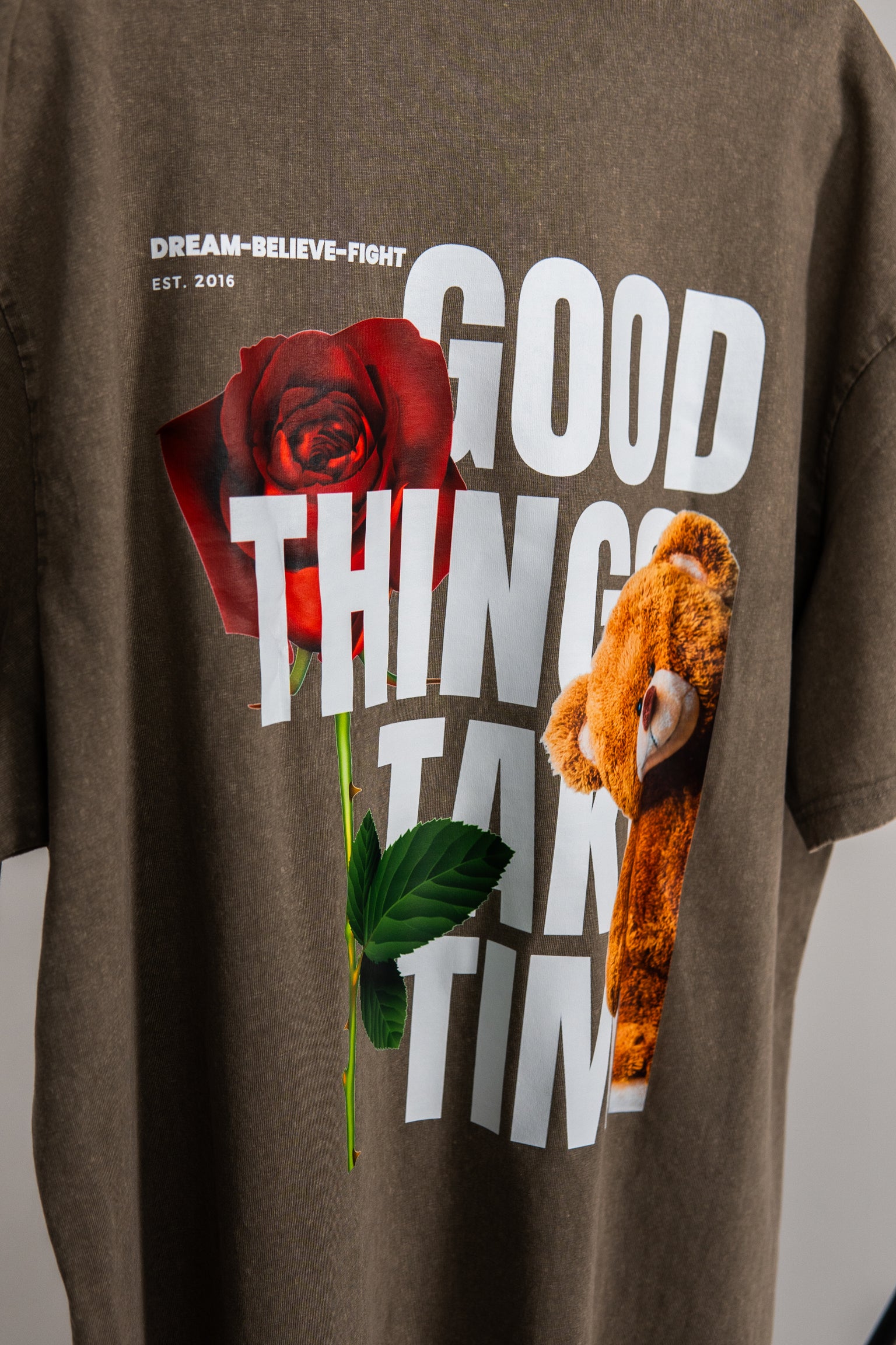 DBF Trust The Process Washed Oversize Shirt Khaki